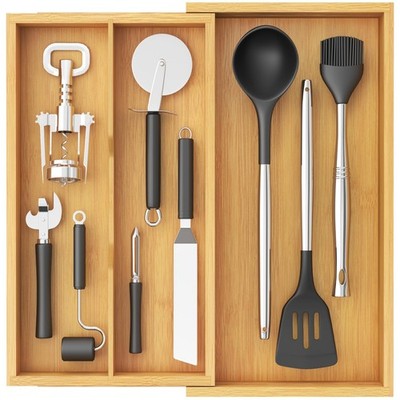 Lifewit Utensil Organizer for Kitchen 8.9~15.8'' W x 15.75'' D, Natural
