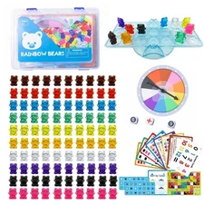 100 Pcs Translucent Bear Counters, Counting Animal Matching Games Color Sorti...