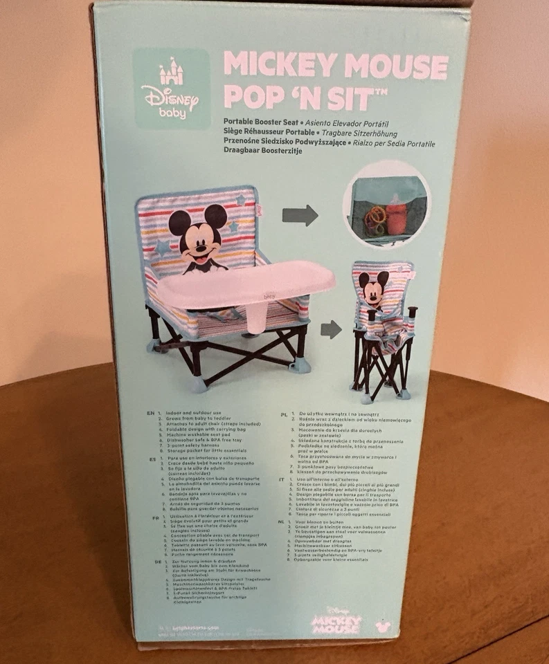 Disney Bebés Pop N Sit Asiento Elevador Portátil con Bandeja Mickey Mouse NUEVO Caja Sellada Foto 4 de 4