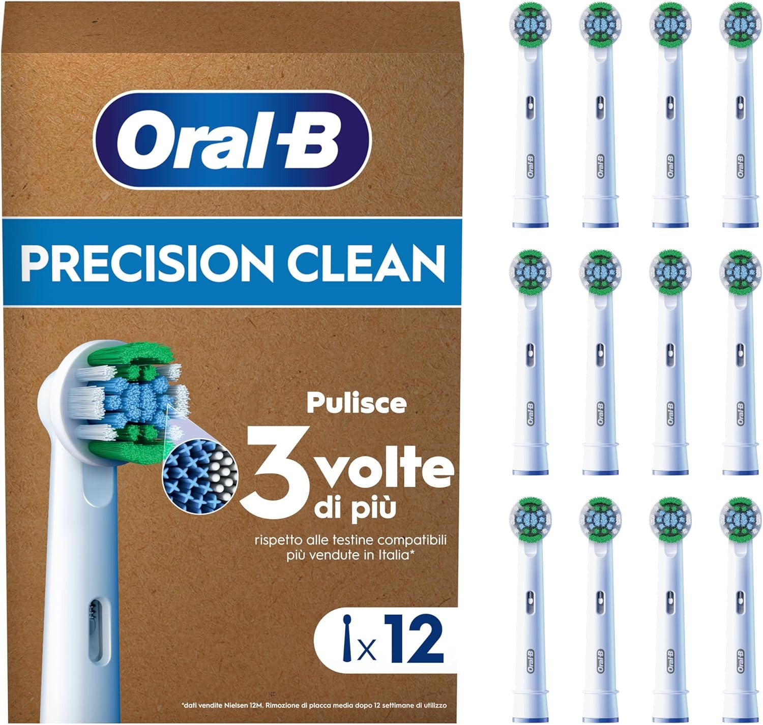 12 Testine Ricambio Oral B Pro Precision Clean - Stock Convenienza