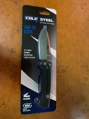 Cold Steel AD-15 Lite Folding Knife 3.5'' AUS-10A Blade, Scorpion Lock, Griv-Ex