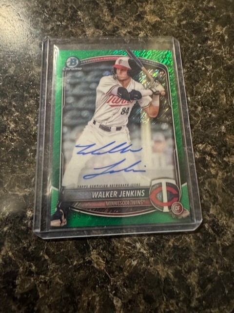 2025 Bowman Chrome Walker Jenkins Auto Green Shimmer Refractor /99 Twins CPA-WJ