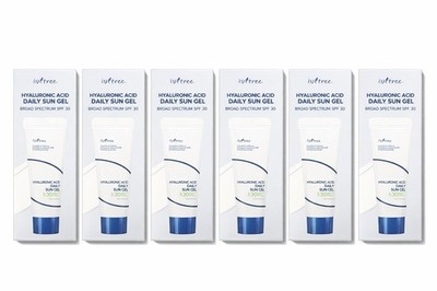 6x Isntree Hyaluronic Acid Daily Sun Gel SPF 30 Moisturizer .33 oz each Exp 2027