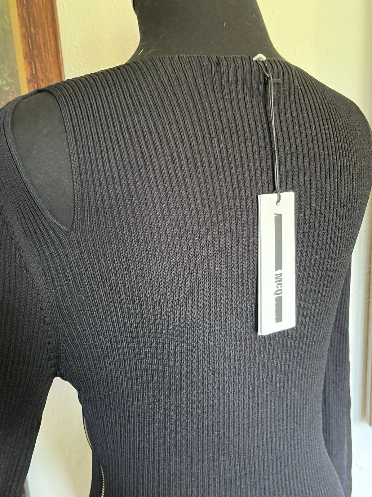 Abito MCQ Alexander McQueen con zip davanti e lati Medium UK 12 14 nuovo con etichette