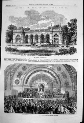 Antiker Druck Eröffnung Baxter Park Dundee Pavillon Freiheit Earl Russell 1863