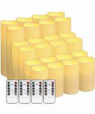24 Pack Waterproof Flameless LED Candles with Remote, Outdoor/Indoor, White