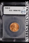 1946-D Lincoln Wheat Cent-ICG MS 66 RD Choice Gem BU No Reserve #SLL798
