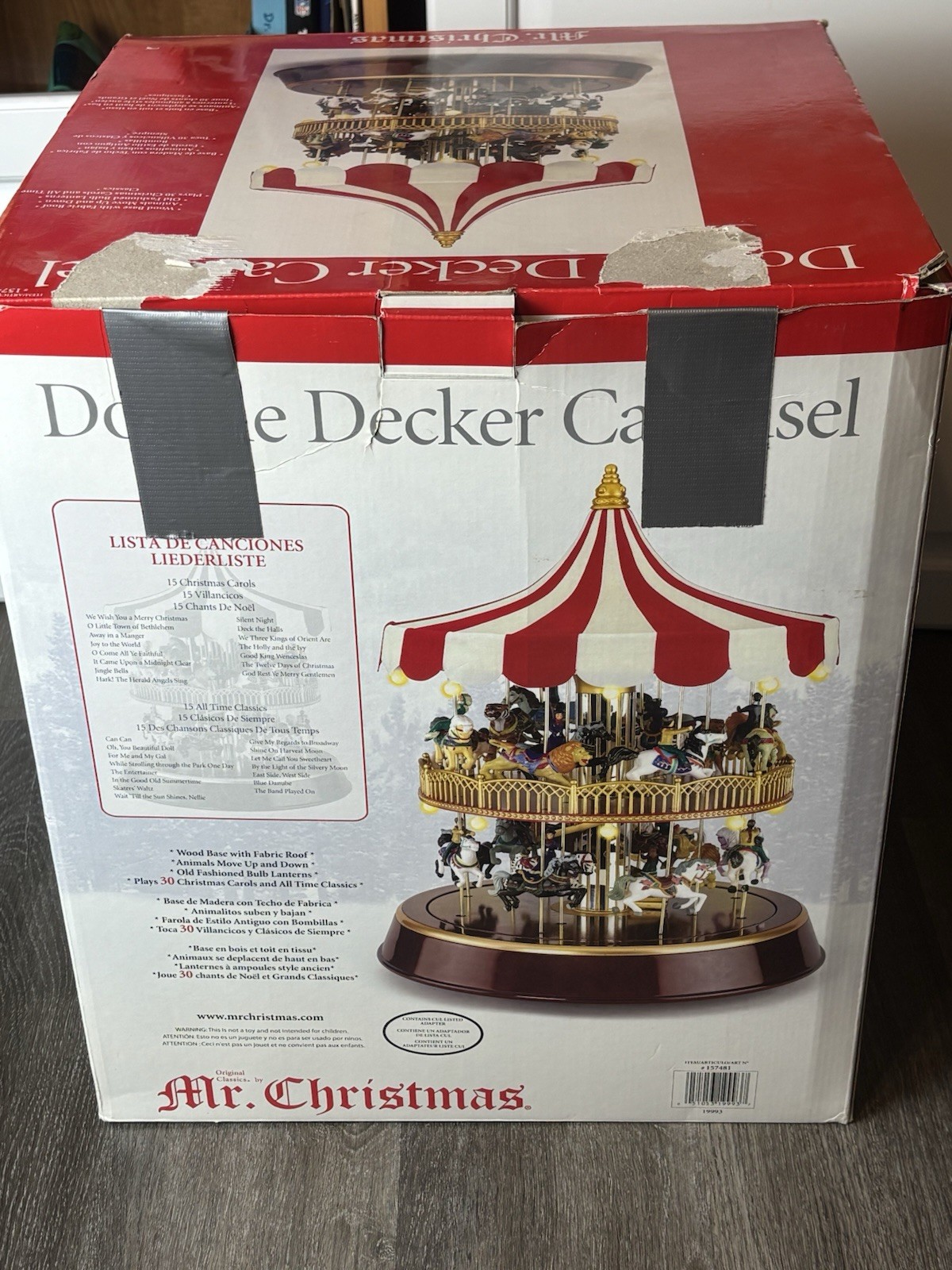 Mr. Christmas Animated Double Decker Carousel Lights Up, Spins And Plays30 Songs
