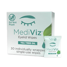 Tea Tree Eyelid Cleanser Wipes - 30 Single-Use Towelettes - Eyelash and Eyelid W