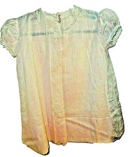 Vintage Girl's Pink Cotton Dress with White Embroidery Hand Made Imported