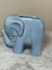 Vintage McCoy Pottery Elephant Trunk Up Planter Matte Celadon light Blue  MCM