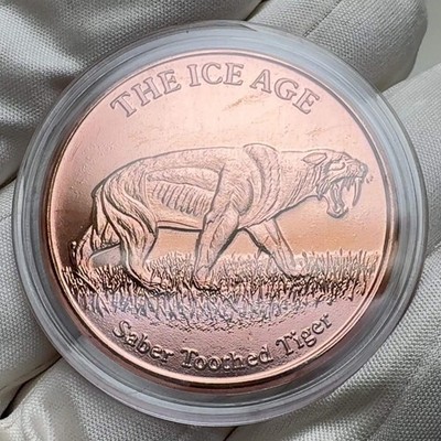 1 Unze (AVDP) .999 feinstes Kupfer mit dem Motiv ''Saber Toothed Tiger''