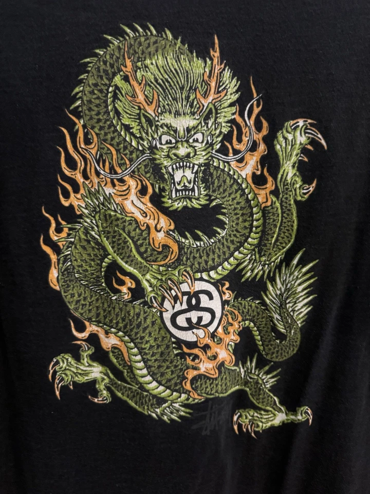 Vintage Stussy Dragon T Shirt Xl Rare 90s Made In USA Single Stitch Skate Surf T - Image 2 of 4