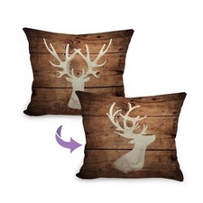 Mancheng-zi Deer Pillow Covers 18x18 Reversible,Rustic Cabin Decor Color-5