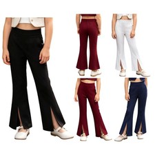 Kids Girls Pants Casual Daily Wear Wrinkle Resistant Trousers With Split Formal
