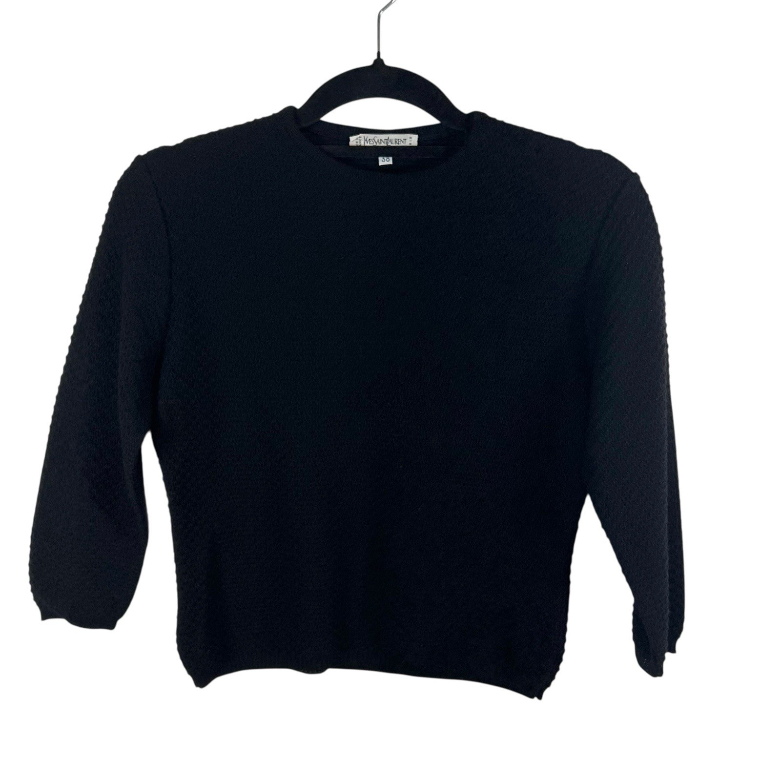 Maglione maglia waffle nero Yves Saint Laurent donna taglia 38 piccolo designer