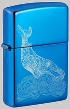 Zippo Whale Design High Polish Blue Windproof Pocket Lighter, 20446-093759