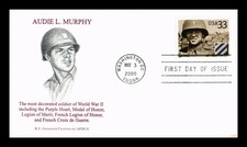 DR JIM STAMPS US COVER AUDIE L MURPHY DISTINGUISHED SOLDIERS FDC THERMOGRAPHED