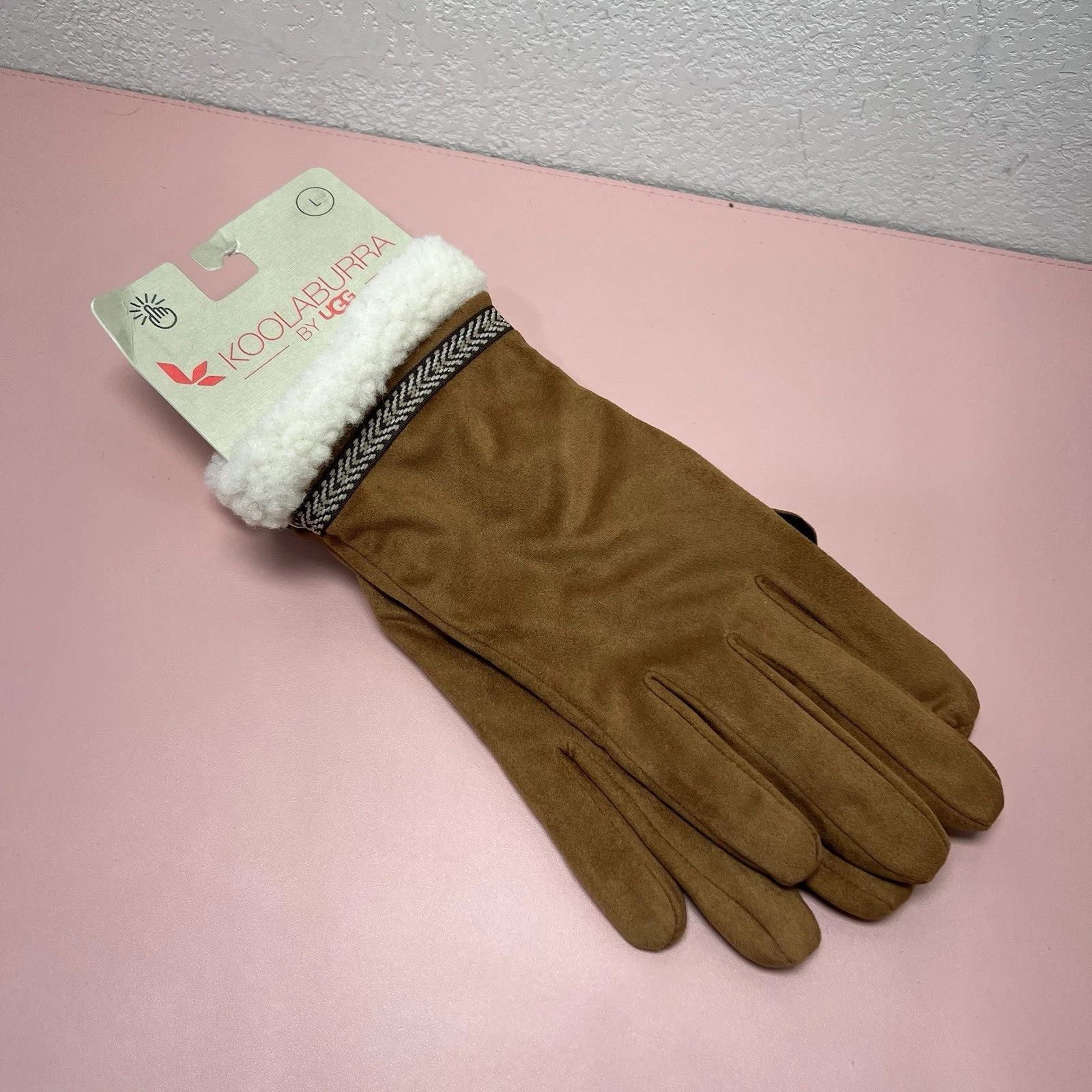 NWT KOOLABURRA BY UGG GLOVES SIZE Large Sherpa Lining Chestnut Brown Tech Touch