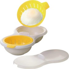 Microwave Egg Poacher 2 Eggs, Double Layer Egg Boiler for Microwave 2 Cavity