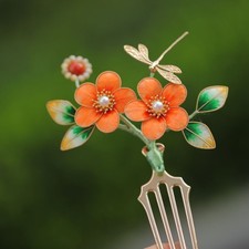 Velvet Silk Flower Hairpin Chinese Style Hanfu Hair Accessory