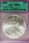 2006 ICG MS69 AMERICAN SILVER EAGLE #B52913