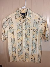 Puritan Hawaiian Shirt Men  s L Aloha Tiki Camp Button Up Bamboo Vacation Vtg