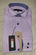Bogosse mens purple long sleeves dress shirt size 2 small