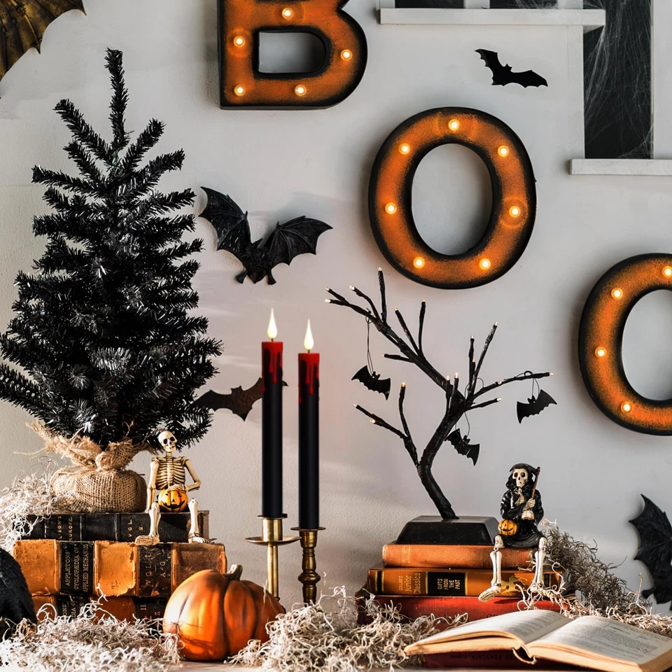 Halloween Flameless Taper Candles with Remote and Timer, Battery Operated 3D Wic - Image 3 of 4