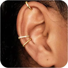 Gold Ear Cuffs for Women Non Piercing, 14K Gold Plated/925 Sterling Silver Ear C