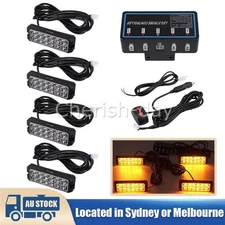 4 Flashing LED Strobe Lights Emergency Warning Beacon Recovery Hazard Lamp Amber
