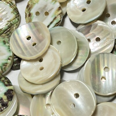 White/Iridescent Japanese Turbo/Snail Shell Button Green Back 13,17,19,21,23mm
