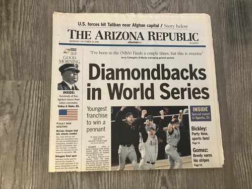 2001 Arizona Republic Complete Newspaper "Diamondbacks in World Series" Yankees