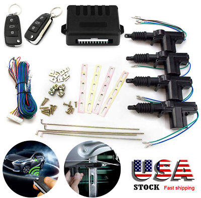 4 Door Power Central Lock Kit with 2 Keyless Entry Car Remote Control Conversion