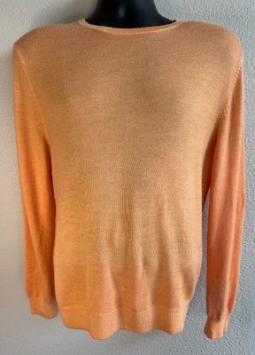 Robert Talbott Peach Merino Wool Cashmere Crew Pullover Sweater Sz Medium GUC