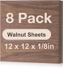 ROBOTIME 8-Pack Walnut Plywood Sheets - 12 X 12 X 1/8 Inch - 3Mm Plywood for Las