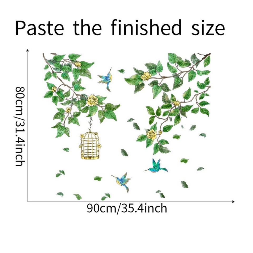 PVC Bird Flower Wall Stickers Floral Plants Wall Stickers Leaves Wall