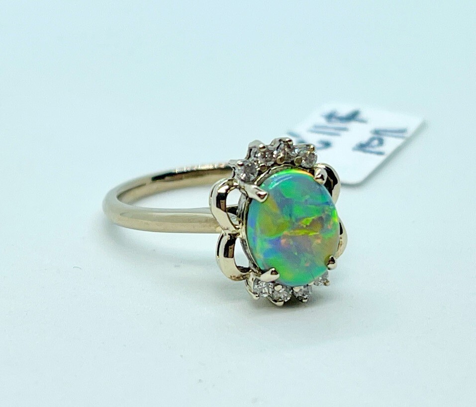 RARE HARLEQUIN PATTERN SOLID SEMI BLACK OPAL RING… - image 3