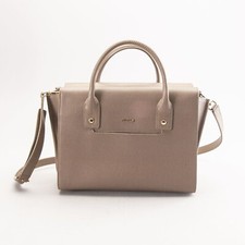 NWT 478 Furla Linda Satchel Crossbody Handbag Daino Beige Taupe Grey Saffiano