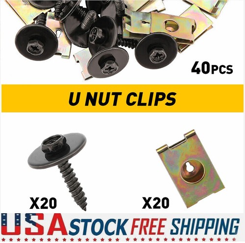 40x Black Metal Hex Bolts with Washer and Speed U-Nut Fastener clips set For BMW - Picture 13 of 13