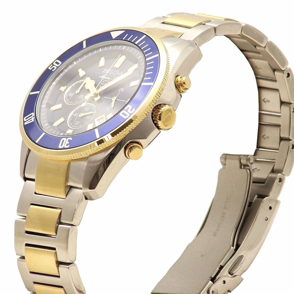 Bulova Men's Marine Star Chronograph Calendar Quartz Silver Watch 43 MM ...