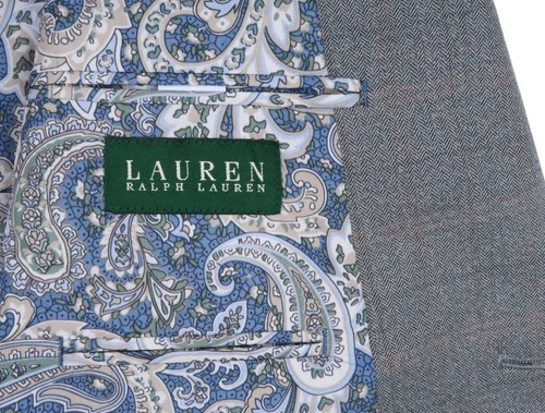 NEW RALPH LAUREN poly rayon 46 R BLAZER JACKET SPORT COAT taupe GRAY WINDOWPANE - Picture 3 of 15