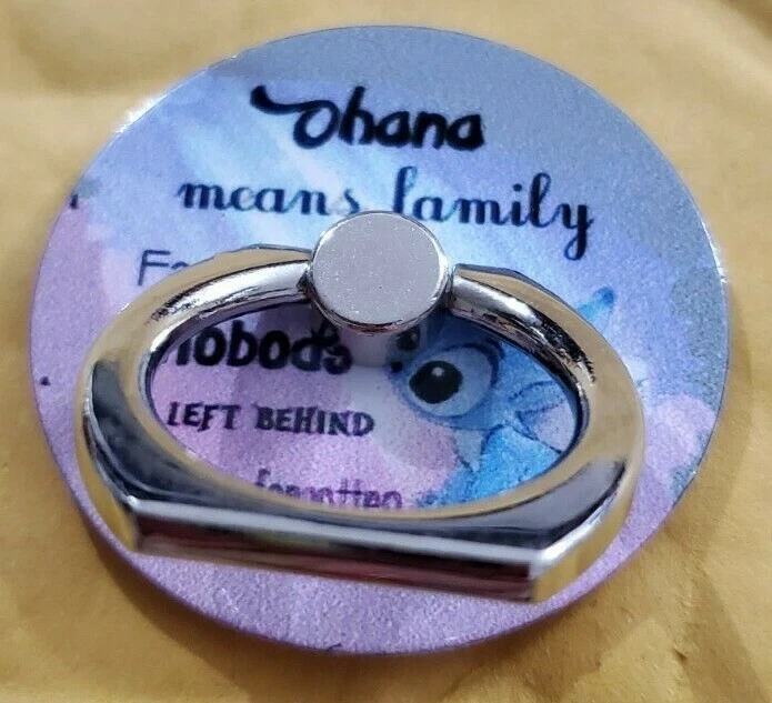 Soporte de soporte con agarre de anillo de dedo para todos los teléfonos celulares, puntada Disney, metal Foto 2 de 4