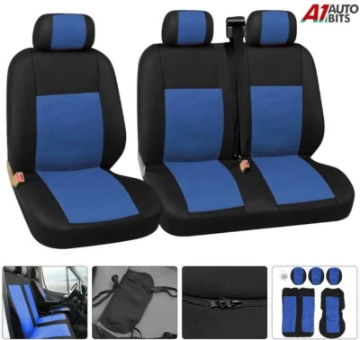 Bleu Utilitaire Bus Camion Tissu Siège Housses Protection Universel Lavable 2+1 - Photo 1/4
