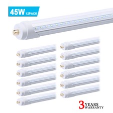 12 Pack 8FT FA8 Single Pin Led Tube Light Bulbs 45W T8 8' Led Shop Light 6000K