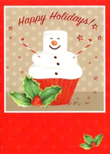 MARSHMALLOW CUPCAKE Christmas Greeting Card w/ Envelope MG55