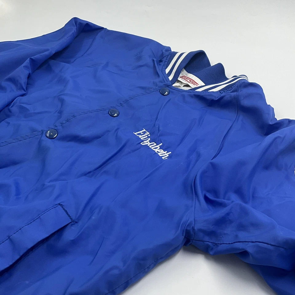 Chaqueta de fútbol vintage St Clare - Hecha en EE. UU. - Abrigo azul Hartwell con botones - Pequeña Foto 3 de 4