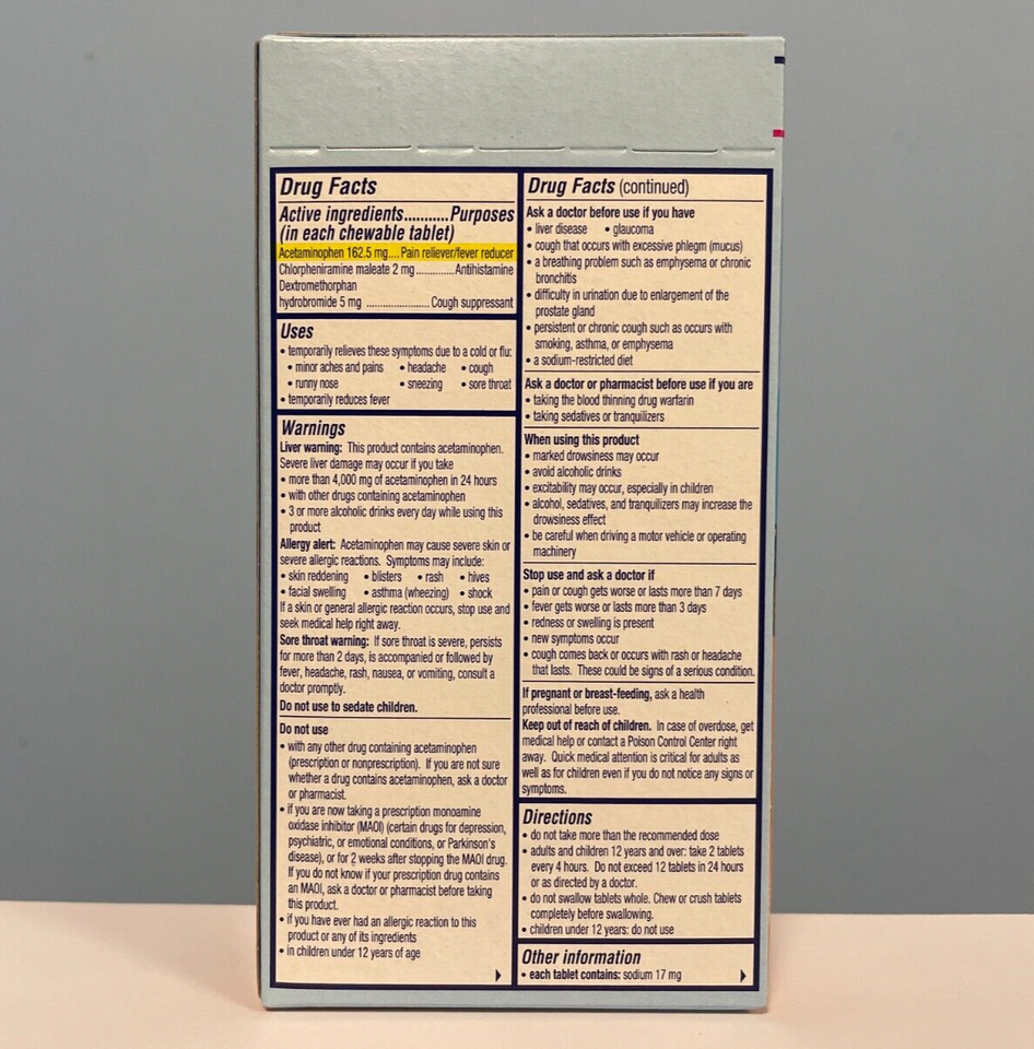 AlkaSeltzer Plus Cold & Flu Fizzy Chews 24 Tablets Orange No Water EXP