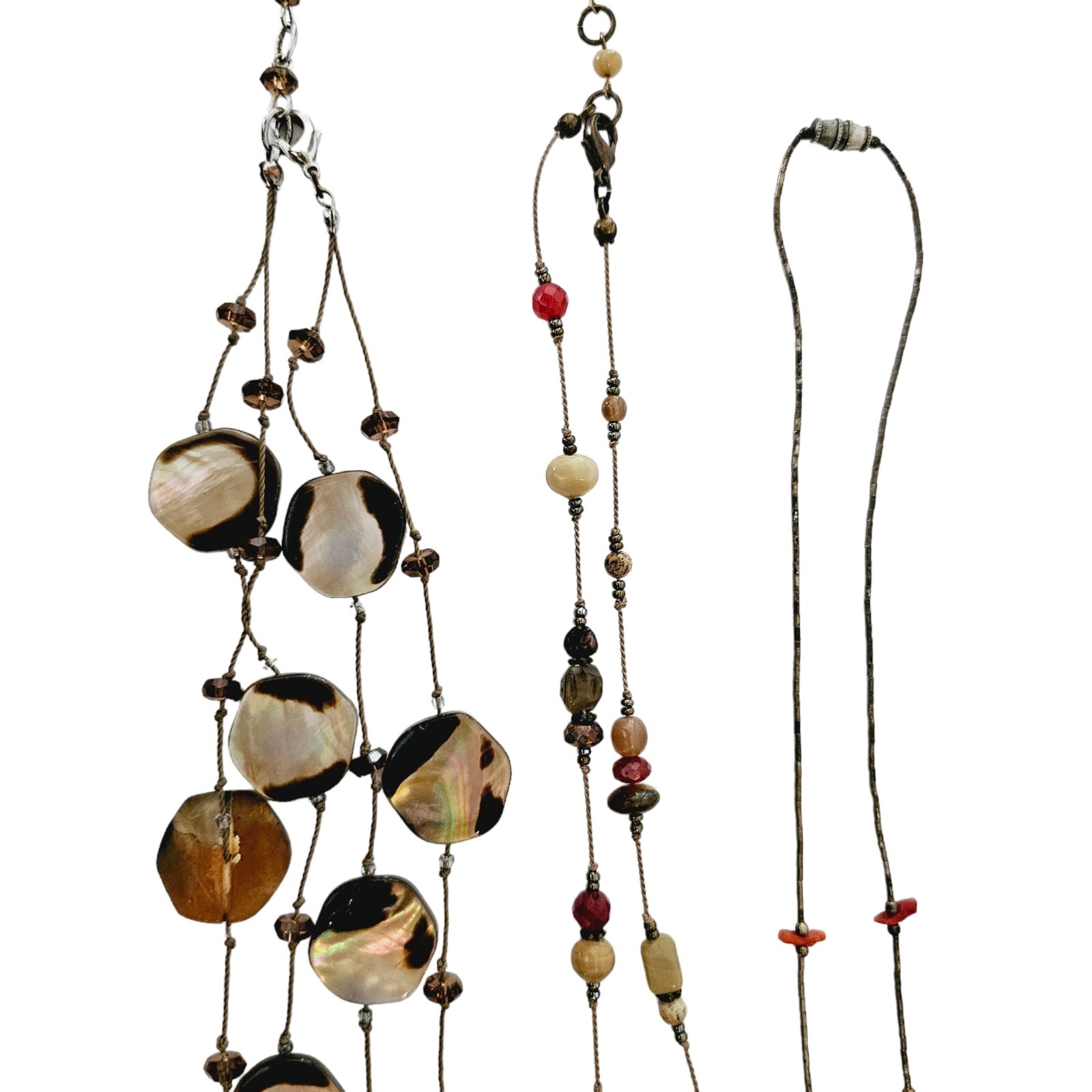 3 Necklaces Layering Mop Abalone Shell Quartz Tig… - image 13