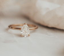 Classic Solitaire 1.5Ct Pear Cut CZ Dainty Wedding Engagement Ring 925 Silver